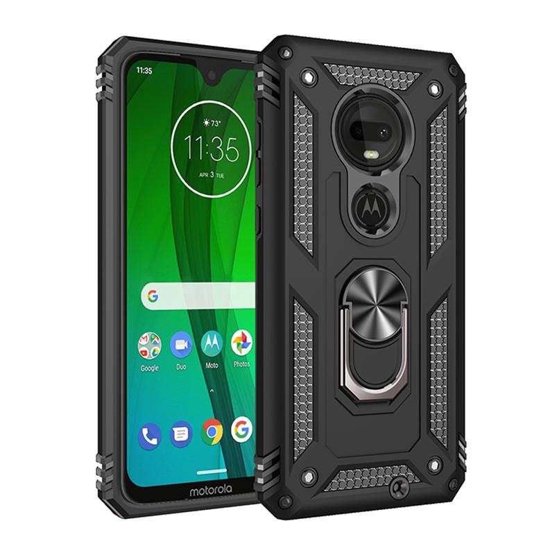 For Motorola Moto G7 Power Case Shockproof Armor Car Magnetic Metal Ring Stand Phone Case For Moto G6 G7 Play G7 Plus Back Cover