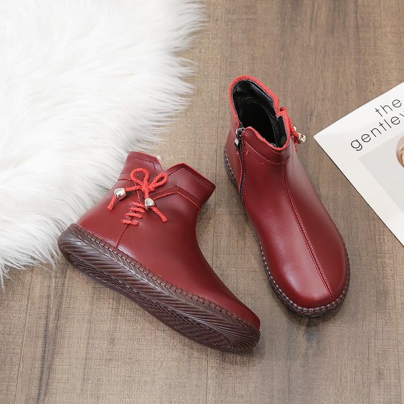 Зимняя женская обувь Модные женские сапоги темперамента с плоской подошвой и круглым носком Короткие плюшевые однотонные ботильоны Zapatos Mujer