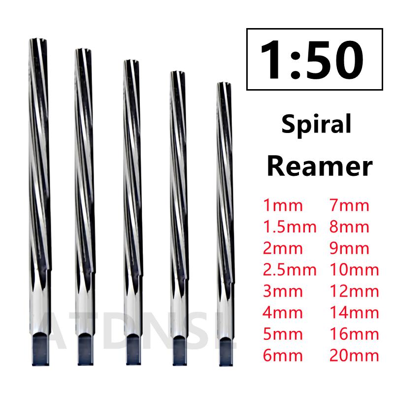 Spiral 1:50 Conical Reamer HSS Hand Reamer CNC Tools D3mm/4/5/6/8/9/10/12/14/16/18/20mm Extended 100/150/200/255L M35 Cobalt