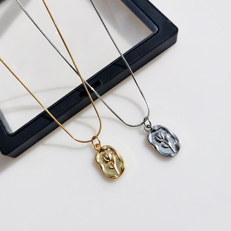 1 шт. Ожерелье женское позолоченное новое рельефное колье в виде тюльпана французская винтажная цепочка на ключицу нишевый дизайн высокого качества два цвета