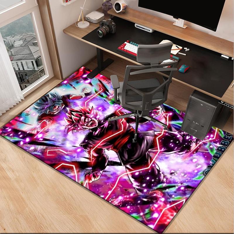 Goku Anime Office Rug Chair Mat, Game Carpet, Suitable for Front Door, Bedroom, Living Room, Desk, Holiday Gift
