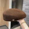 Черный берет в корейском стиле, большой окружности головы, зрительно уменьшающий лицо, маленькая шляпа художника, женский осенний шерстяной берет