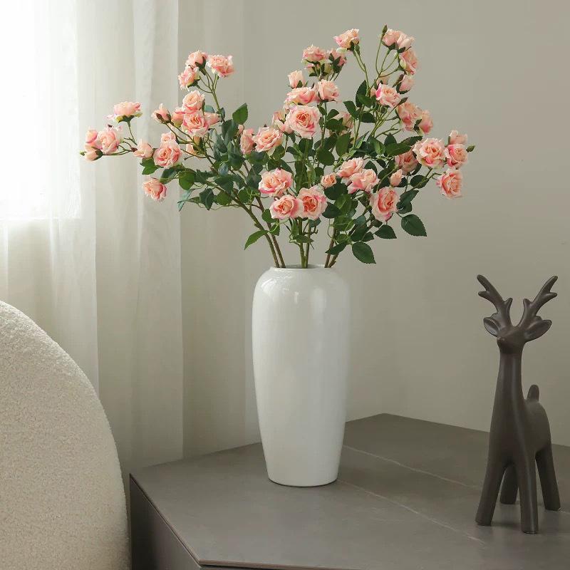 66Cm Artificial Bubble Roses Branches Silk Fake Flower Living Room Decoration Light Luxury Simulation Rose Orange Flowers