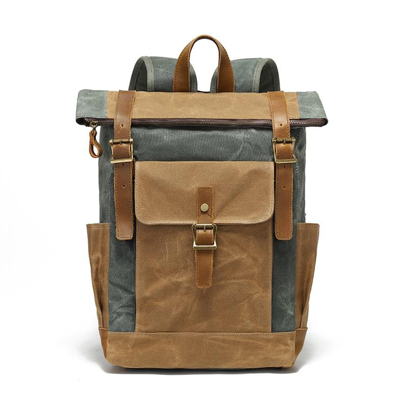 Мужские и женские рюкзаки, ретро-сумка через плечо, компьютерная дорожная сумка, вощеная парусина с сумасшедшей кожей, школьная сумка