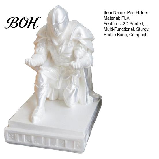Office Desk Accessories Knight Pen Holder Organizer, 3D Printed Medieval Armor Figurine, Unique Desktop Decoration Pencil for Decor, Creative Gift Men