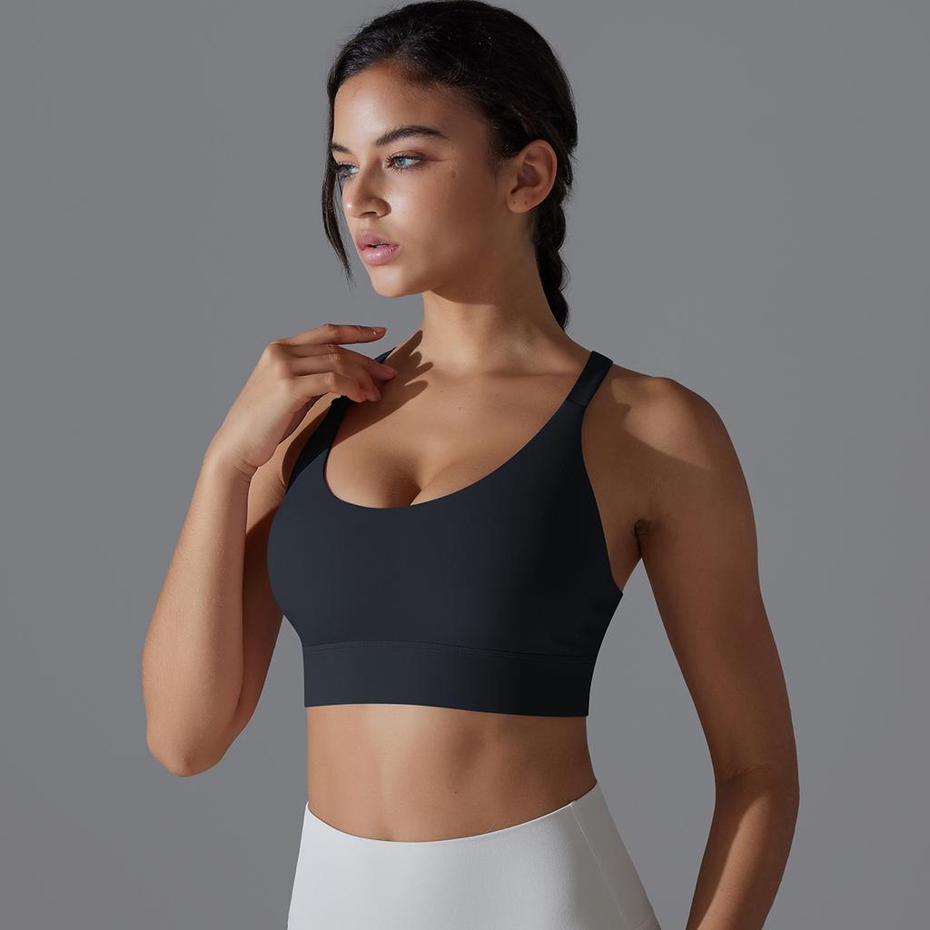 Однотонное красивое облегающее спортивное нижнее белье с открытой спиной для бега, фитнеса, пилатеса, йоги, спортивного жилета