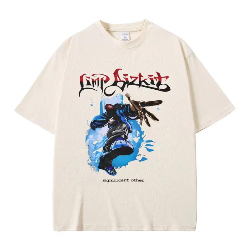 Unisexs And Unisexs Retro Metal Oversized Tshirt Unisexs Highquality Cotton Tshirt Rock Band Limp Bizkit Printed Tshirt