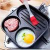 Nonstick Grill Pan 3 Square Section Versatile Breakfast Skillet Divided Egg Frying Pan For Stove