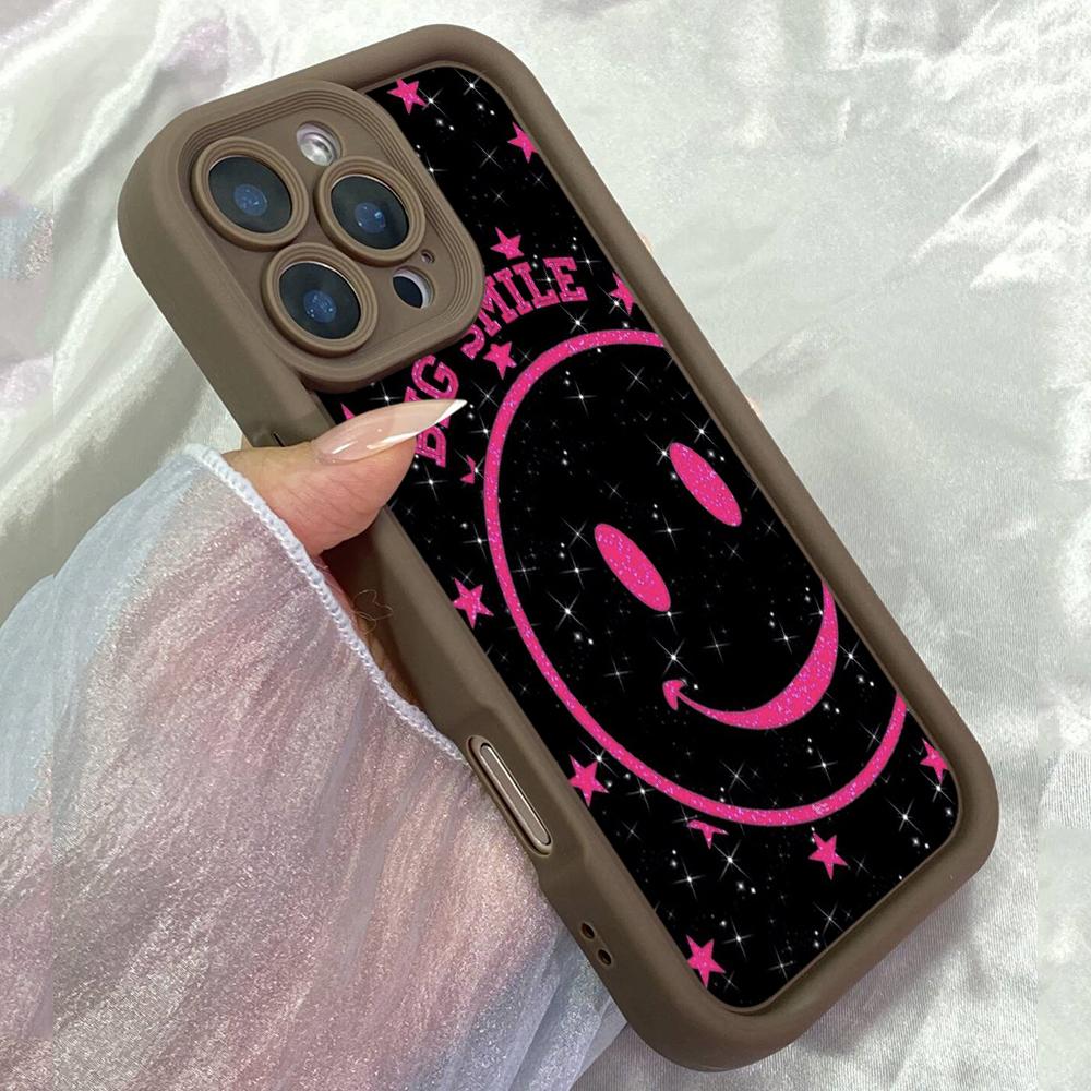 JT64 Чехол-накладка «Большая улыбка» для iPhone 17 16 Pro Max Samsung S26 S25 S24 S23 Ultra A17 A16 A07 A56 Xiaomi 15T Redmi Note 14 Pro Plus Мягкий ТПУ