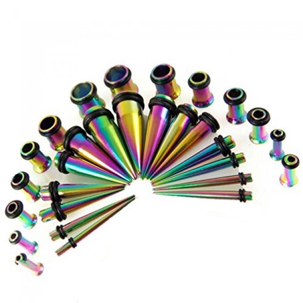 36 шт./лот, разноцветные акриловые ушные манометры, наборы для растяжки с конусом и вилкой, винтажный черный расширитель для ушей, ювелирные изделия 1,6 мм-10 мм