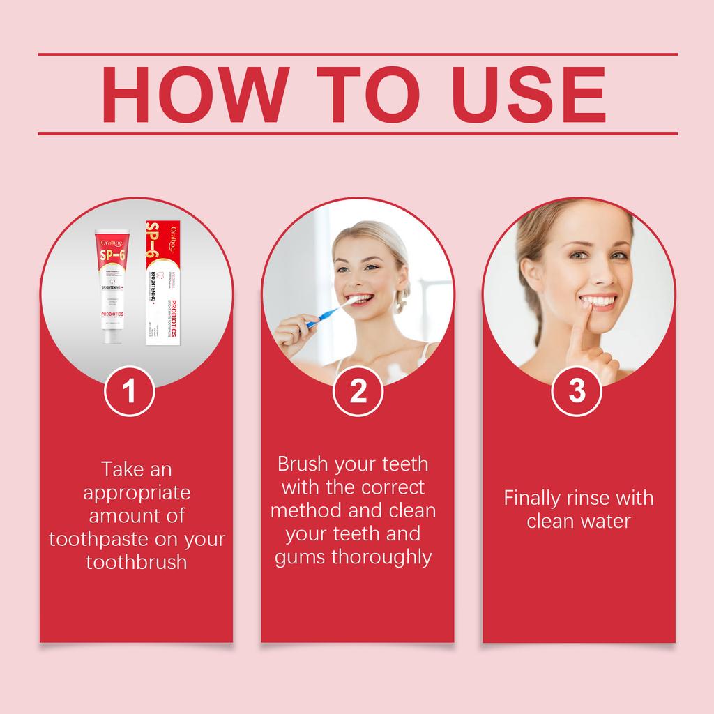 Sp-6 Probiotic Toothpaste Whitening Clean Teeth Remove Plaque Stain Reduce Yellow Fresh Breath Dental Brighten Oral Hygiene Care