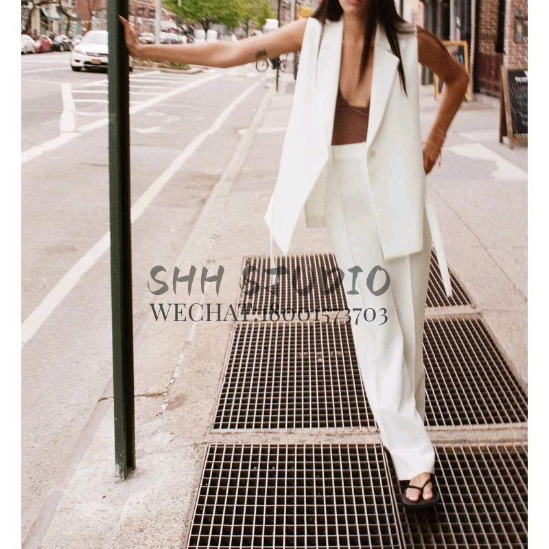 Spring and Summer New Women's Clothing Fashion Wind Elegant Commute Leisure Easiest for Match Pure Color Straight-leg High-Waisted Trousers 2761048