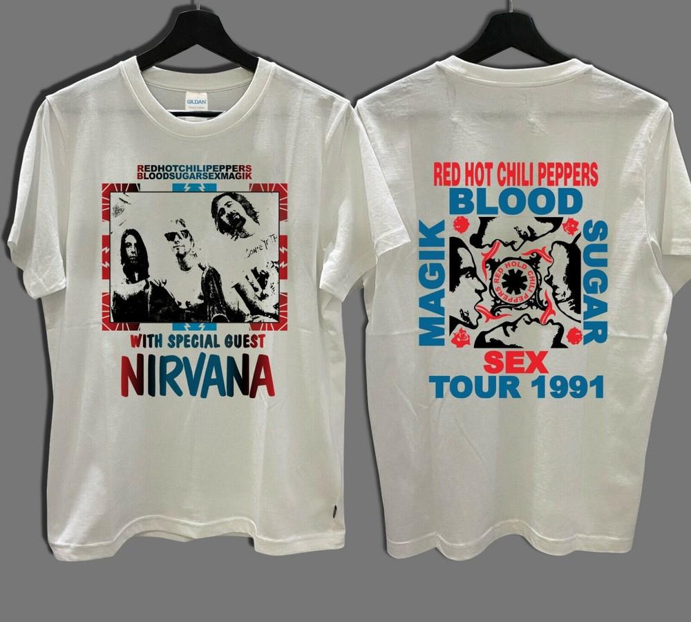 Винтажная футболка Red Hot Chili Peppers с Nirvana 1991 года S-2XL двусторонняя Унисекс