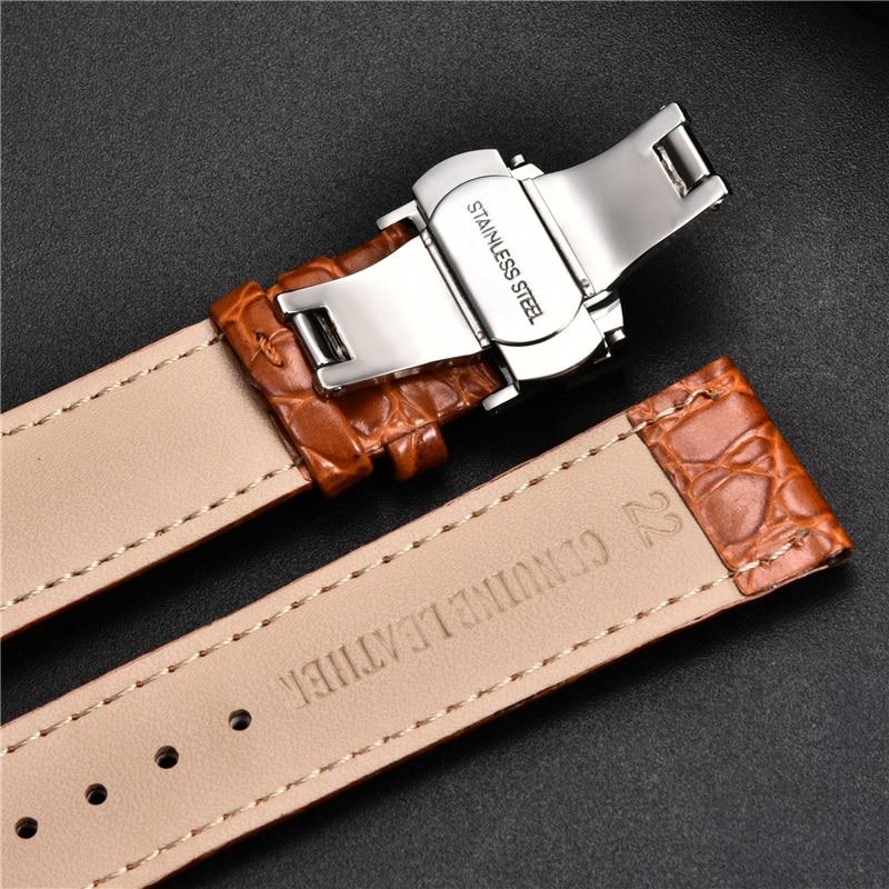 Top Luxury Crocodile Pattern Watchband Leather Straps 18mm 20mm 22mm 24mm With Stainless Steel Automatic Clasp Wristwatch Band