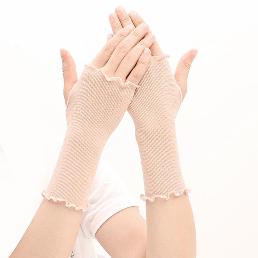 Велосипедные Анти-УФ Водительские Блестящие Беспалые Перчатки Перчатки с половиной пальца Женские Варежки Сетка