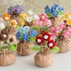 2025 Knitted Flowers Potted Cute Crochet Flowers Knitting Flower Wedding Guest Gift Crochet Rose Sunflower Table Decor