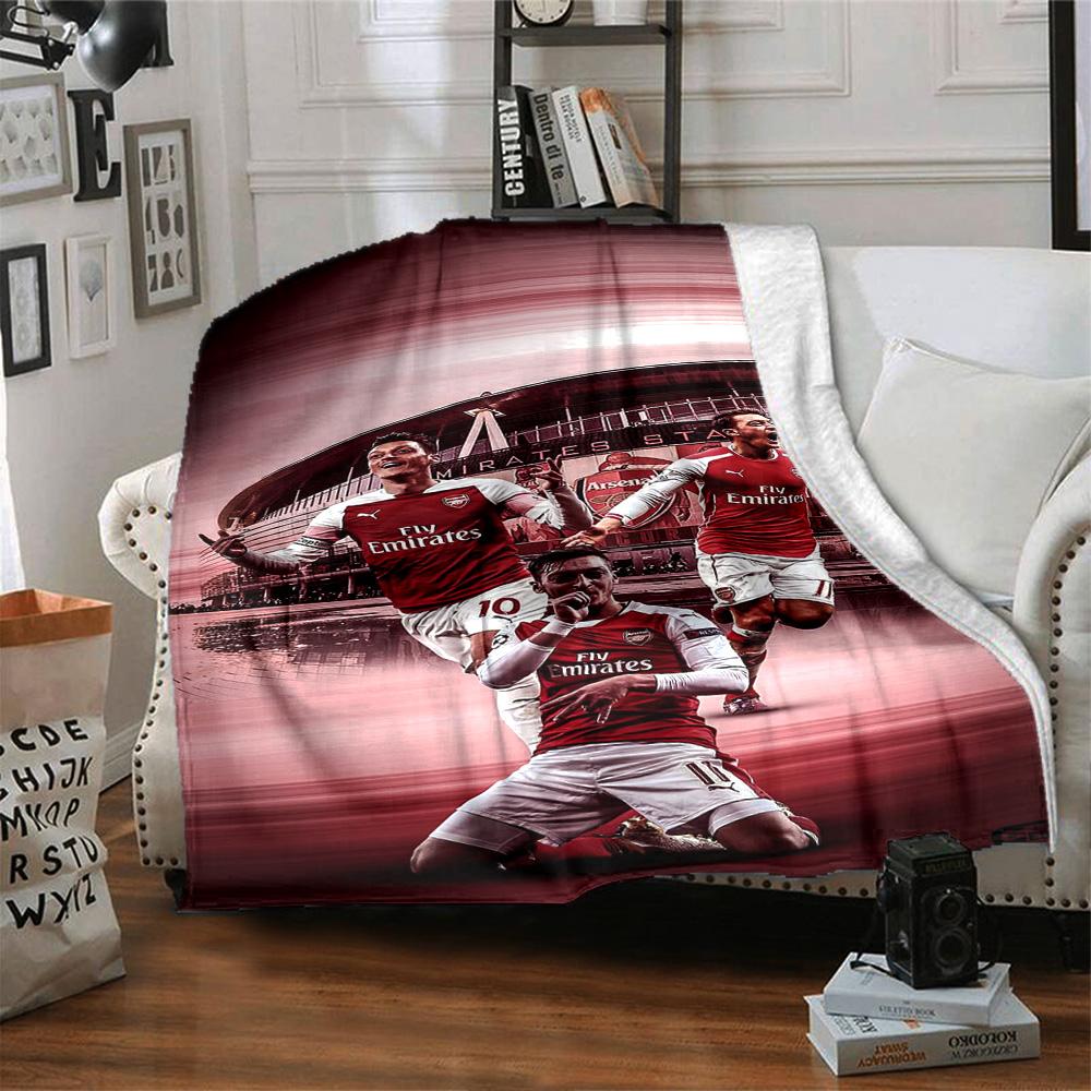 Arsenal Football Player Blanket Soft Warm Cozy Great for Picnics Office Chair Four Seasons Multipurpose Modern Style Gift for Travel Home Birthdays