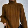 Autumn Winter Turtleneck Women Knitted Sweater New Fashion Long Sleeve Plus Size Split Pullover Sweaters Loose Casual Tops Solid Color Clothing 1681