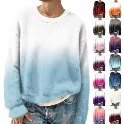 Женская мода повседневная толстовка с круглым вырезом и длинными рукавами с принтом