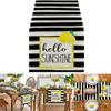 Striped Lemon Table Runner with Lemon Pattern Table Cloth Perfect for Festival Dining Special Gatherings DIY Assembly