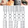 60 шт. стальное смешанное кольцо для носа, губ, бровей, языка, живота, пирсинг, ювелирные изделия