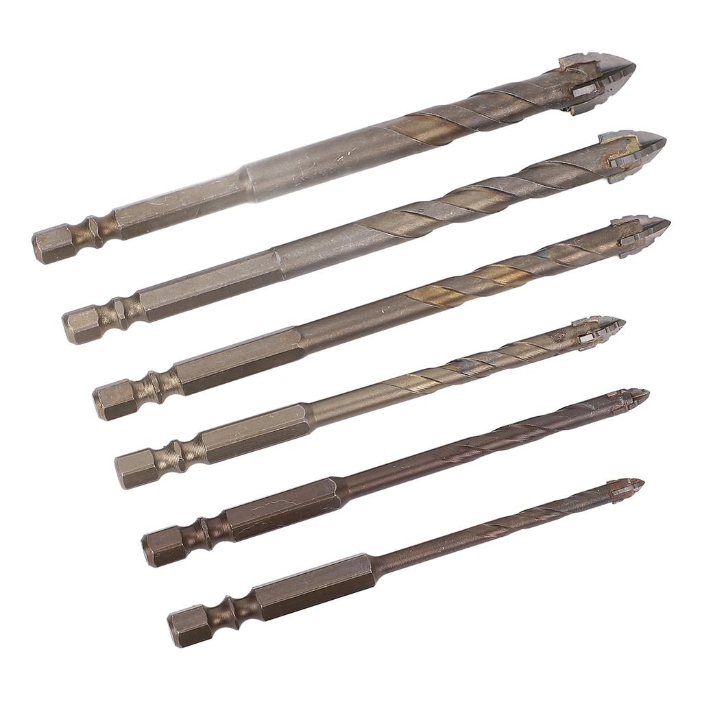 6PCS Eccentric Drill Bits 4 Flute Serrated Twist Bit Set for Concrete Masonry Glass Brick Cement