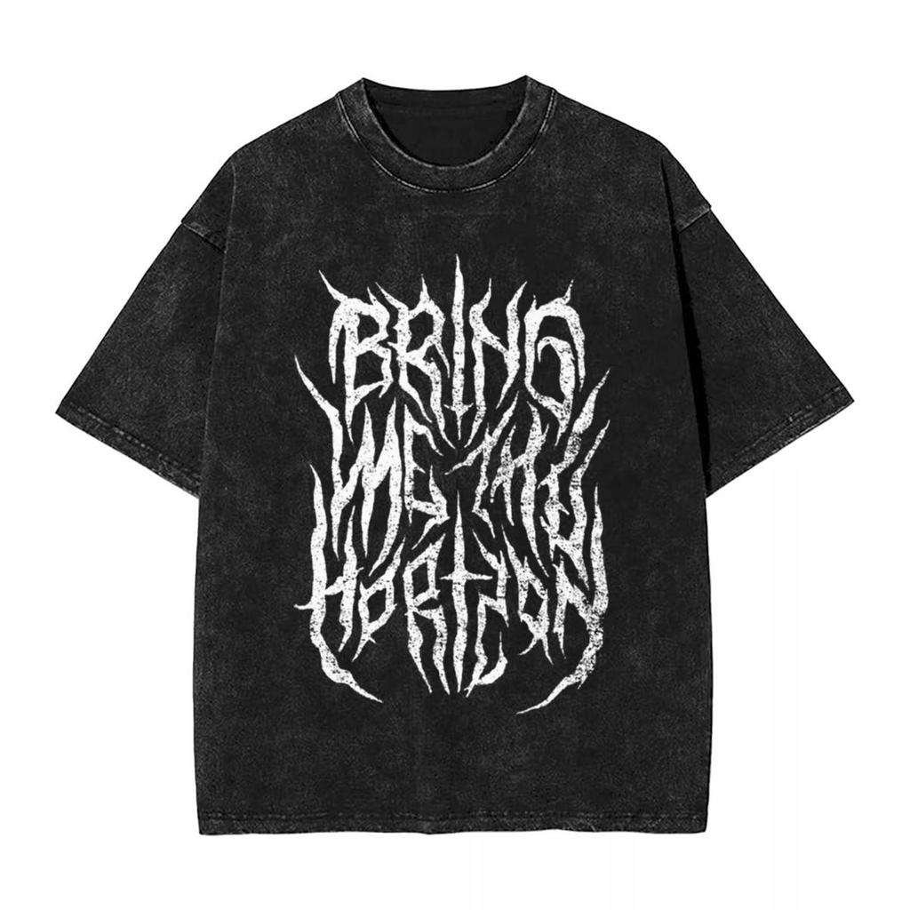 Футболки Мужские Оверсайз Одежда Y2k BMTH Bring Me The Horizons Брутальная Смешная Футболка с Логотипом Летние Винтажные Футболки Топы Хлопок Модные Графические