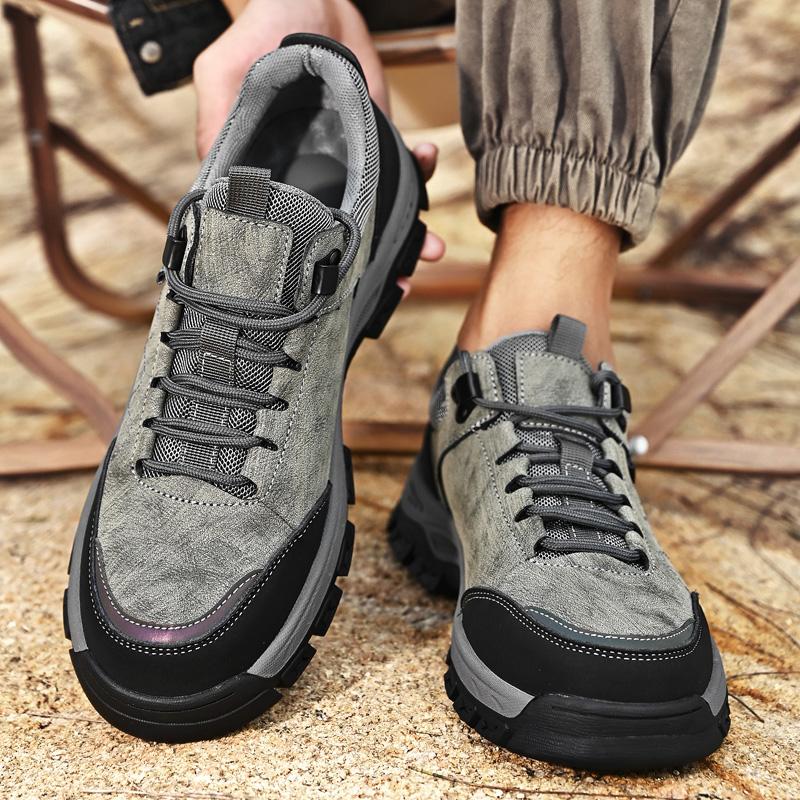 Autumn Men Outdoor Mountaineering Anti Slip Fashion Hiking Platform Wear-resistant Leather Casual Work Shoes Zapatillas Hombre