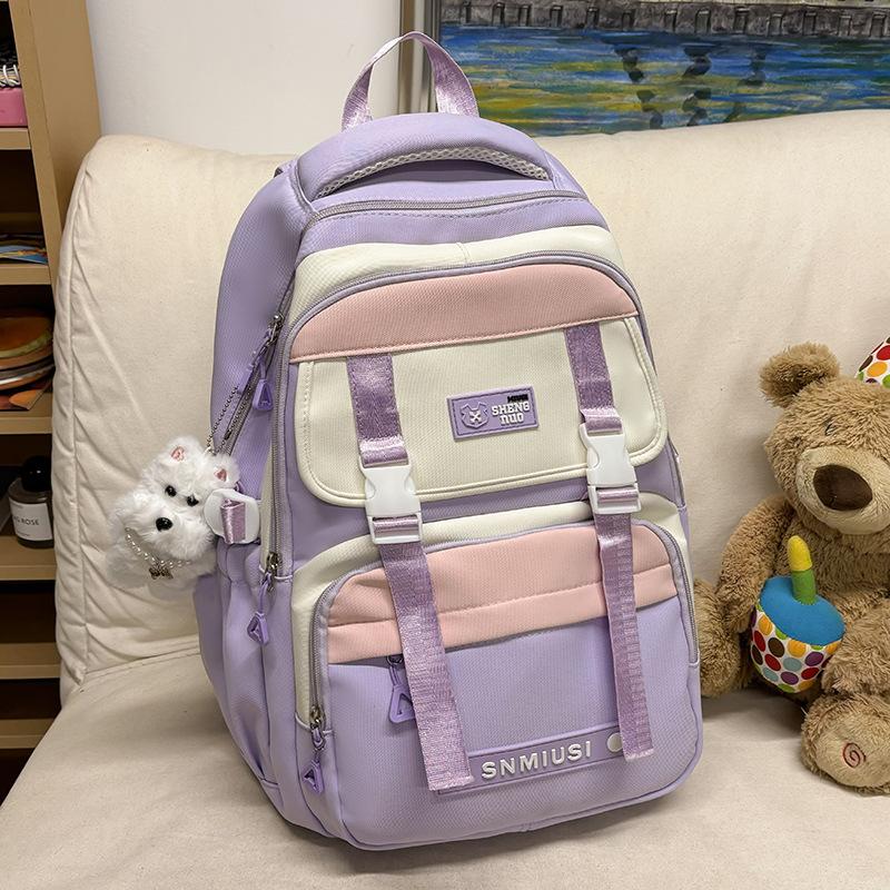Детский школьный рюкзак, для учеников начальной школы и девочек-подростков, с цветовой блокировкой, высококачественный грязеотталкивающий рюкзак, модный рюкзак.