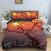 3D Landscape Duvet Cover Bedroom Decor Luxury Bedding Set Tree Silhouette Against Sunset Sky Quilt Cover King Twin Single741
