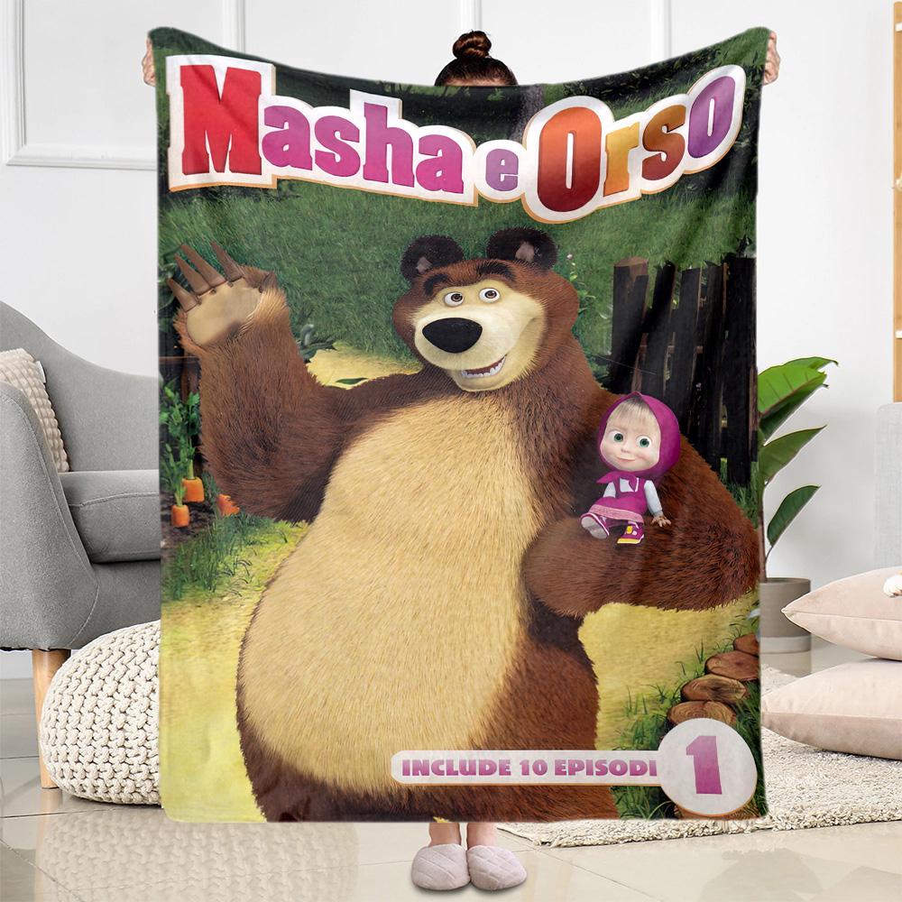 Masha Bear Blanket Comfortable Suitable for Office Bed Picnics Four Seasons Universal Modern Ideal Gift For Birthday Valentine'S Day
