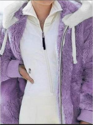 Женская плюшевая толстовка на молнии 2024: Теплая и универсальная зимняя верхняя одежда