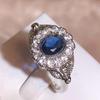 Luxury Charm Rings For Women 925 Stamp Jewelry Accessories Oval Sapphire Zircon Gemstones Ring Wedding Engagement Party