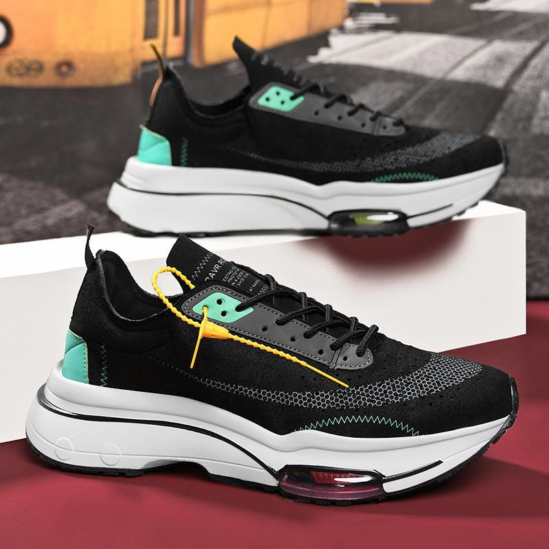 Четыре сезона Первый слой Бархатная Коровья кожа Низкие Кроссовки с Воздушной Подушкой Для Пары Спортивные Беговые Обувь Дышащие Большого Размера Повседневные Обувь