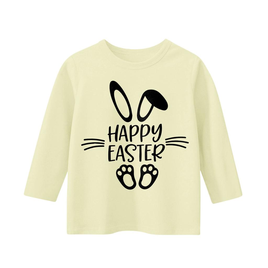 Повседневная футболка с круглым вырезом и пасхальным принтом, с рукавами 7 точек для детей