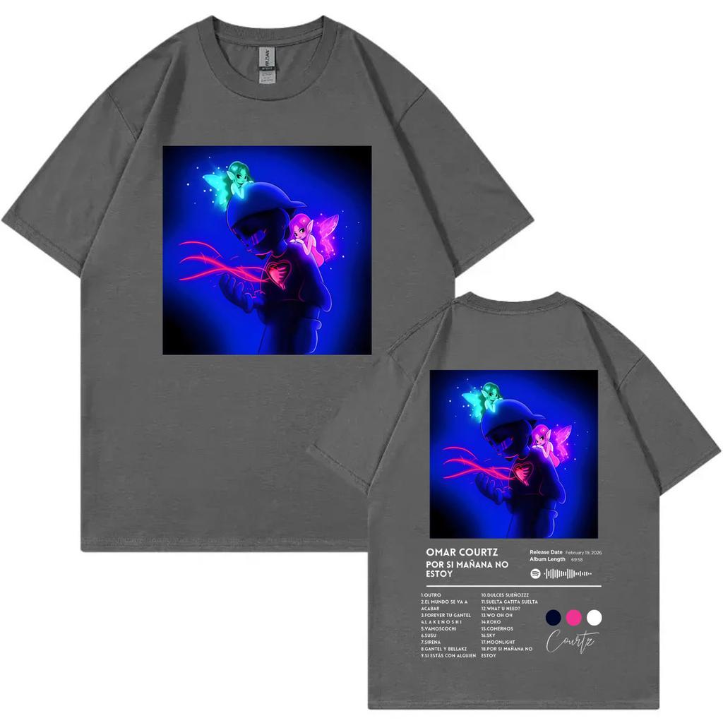 Singer Omar Courtz Double Sided Print Tshirt Por Si Mañana No Estoy Album Poster Graphic T Shirts Unisex Casual Cotton Tshirts