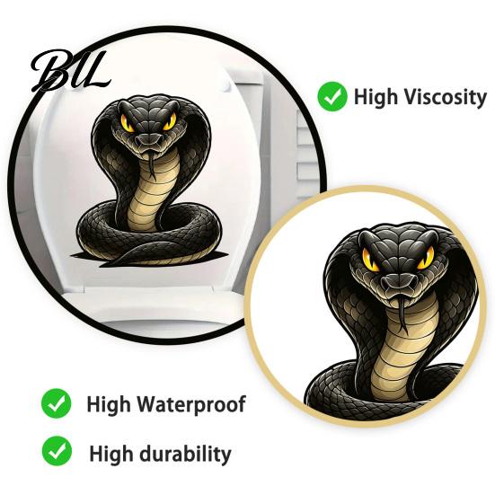 Peel Stick Snake Graphics Funny Toilet Lid Decal, Cartoon Sticker, Waterproof Gift for Friends Wall Art Decor Bathroom, Restroom, Fridge, Home