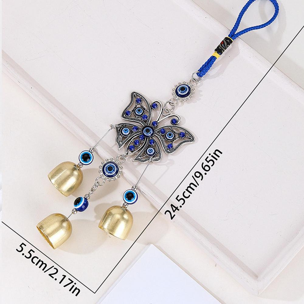 Evil Eye Blue Ward Off Evil Bead Tassel Bell Wind Chimes Pendant Amulet Mascot Feng Shui Home Wall Hanging Decor
