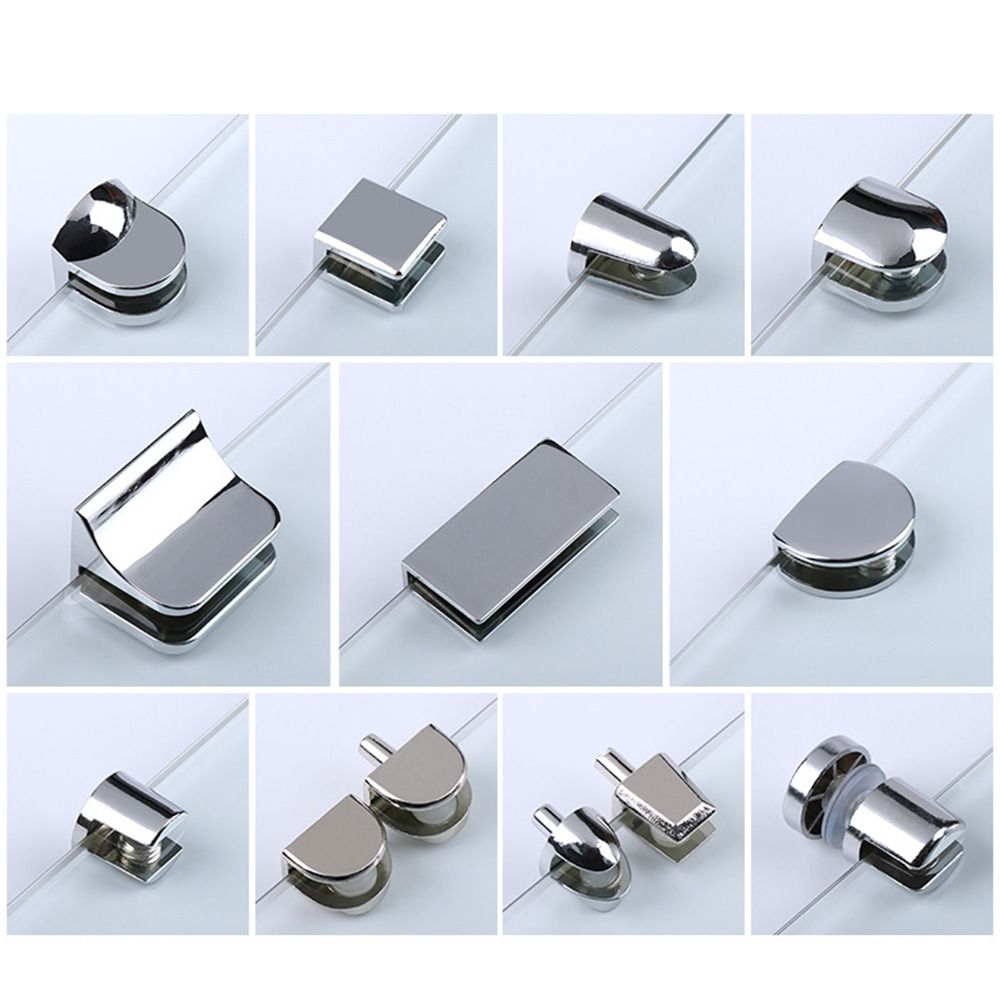 Alloy Nickel Finish Furniture Hardware Shelf Holder Support Panel Bracket Glass Clamp Shelves Clips