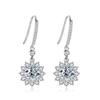 D Color 1 Carat Sunflower  Moissanite Drop Earrings 925 Sterling Silve Flower Hook Earrings For Woman Gifts