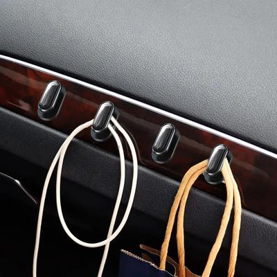 4 шт. Крючок для автомобиля Органайзер для хранения USB-кабеля, ключей, Автоаксессуары, Мини самоклеящийся настенный крючок-вешалка, Автомобильный крепежный зажим