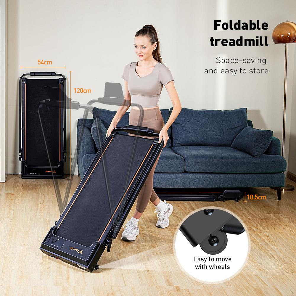 FT51 2-in-1 Foldable Walking Pad Treadmill Under Desk LED Quiet Durable Electric Treadmill with Remote Control