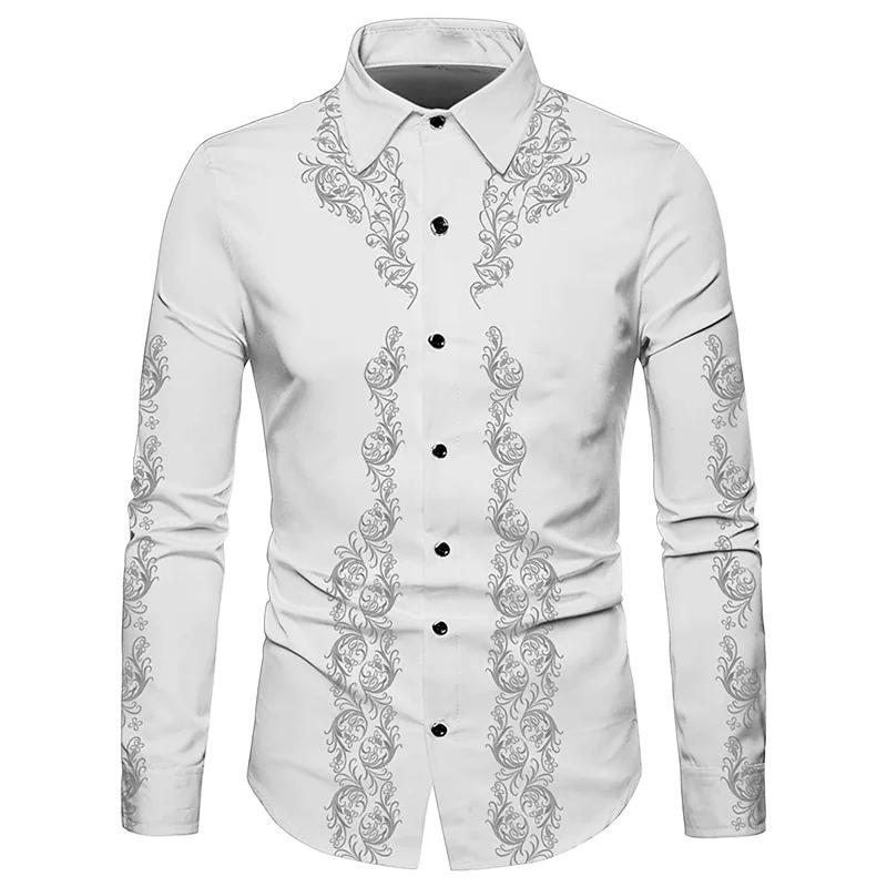 Men's Striped Long Sleeve Button-Up Shirt, Stylish