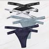 FINETOO 4PCS/Lot Sexy Cross Strap Cotton G-String Women's Panties FINETOO Letter High Waisted Fashion Thongs Panty Lingerie M-XL