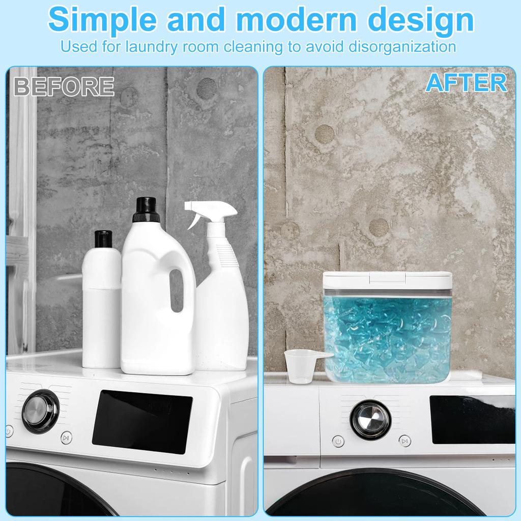 2.8/5.5L Automatic Pop-Up Storage Box Airtight Laundry Pods Container with Scoop for Laundry Room Washing Powder Beads Organizer