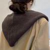 (Hooded Shawl)  Knitted Cape Shawl Hooded Style Women's Outerwear Solid Color Versatile Scarf Fashionable Shoulder With Windbreaker