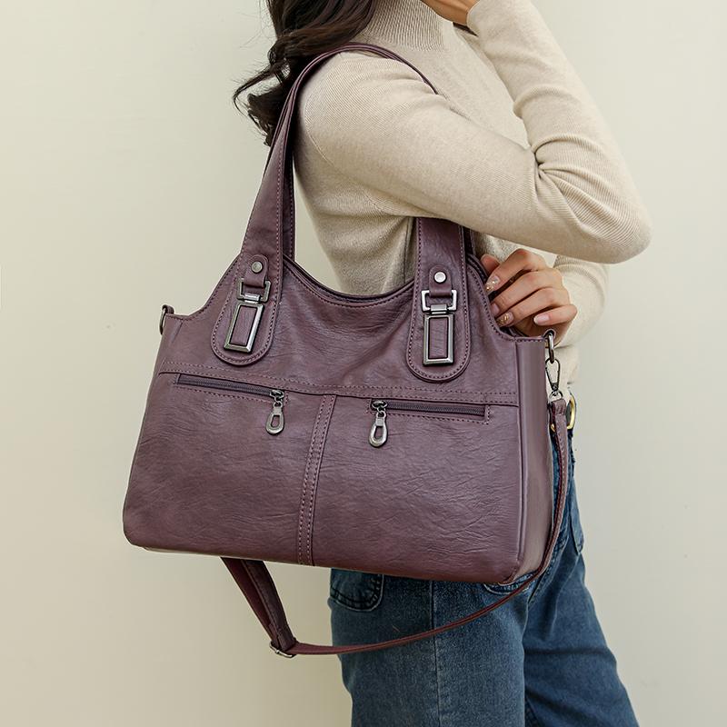 Женская кожаная сумка-тоут под мышками, сумка через плечо