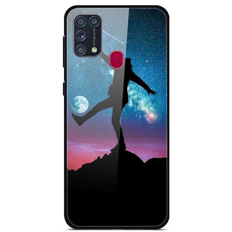 For Samsung A21S Case 2020 Lovely Tempered Glass Phone Hard Back Cover Cases For Samsung Galaxy M31S M21 M31 s Silicon Bumper