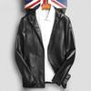 Осенняя новая куртка из натуральной кожи, мужская мотоциклетная кожаная куртка, черная тонкая молодежная куртка с капюшоном, модная