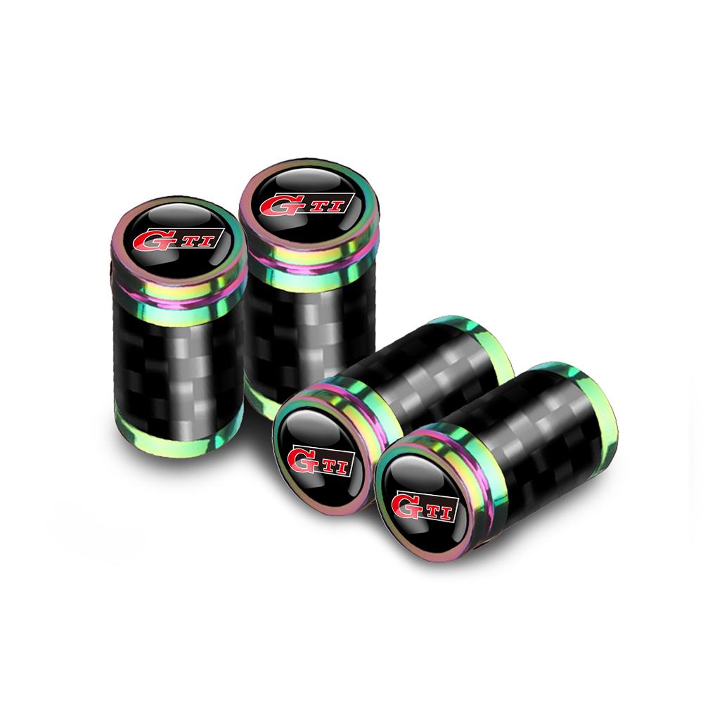 VW 4Pc Metal Car Wheel Tire Carbon Fiber Car Wheel Tires Valve Caps For Volkswagen VW Polo Passat Rline Golf Tiguan Jetta GTI Taigo EP1